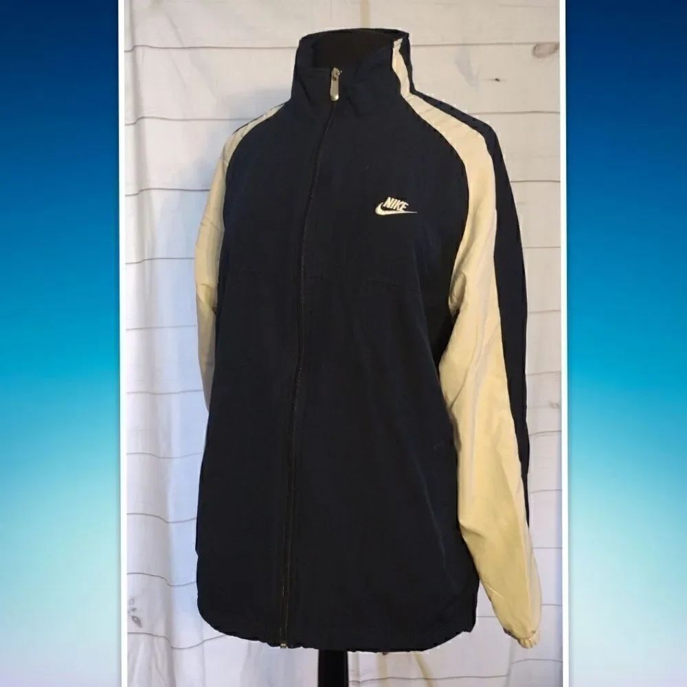 Nike Windbreaker Men’s Size L Blue/White Full Zip Nike Logo with a polyester cot